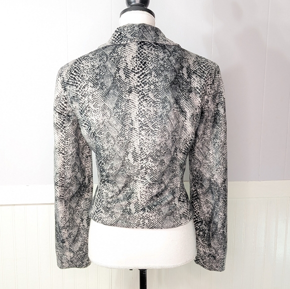 Vintage Taiga Paris Snake Print Zip Front Blazer Jacket Women’s Gray Black - Picture 9 of 12